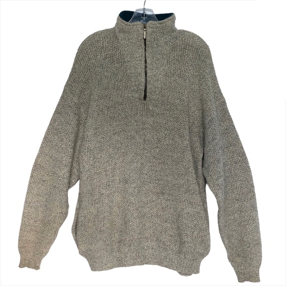Vintage Alps Fine Apparel for Men Ragg wool quarter zip oatmeal sweater sz med - Picture 1 of 12